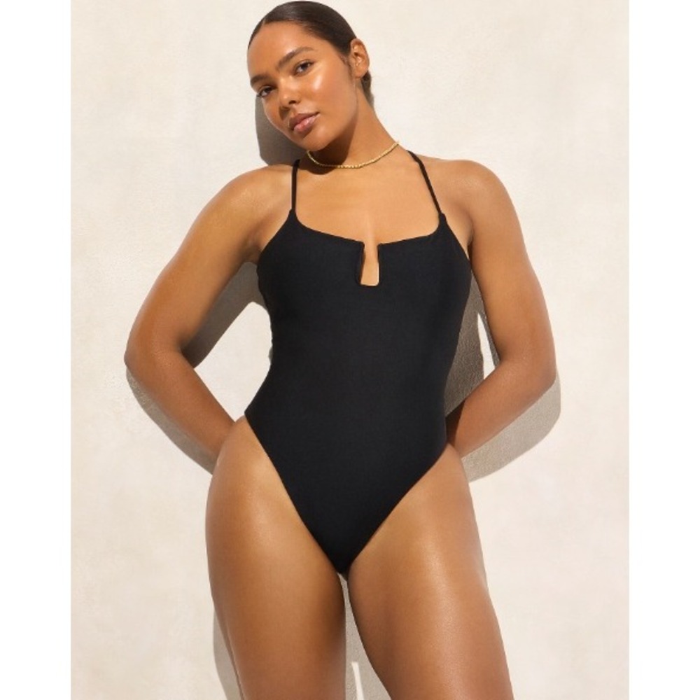 NEW J.Crew One Piece Swimsuit Size 12 Black Strappy Keyhole Strappy